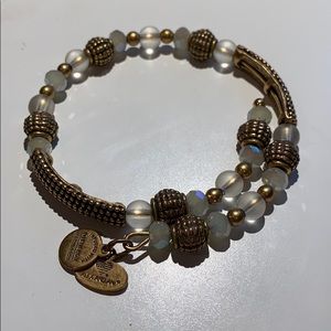 Alex and Ani White Beaded Rafaelian Gold Wrap